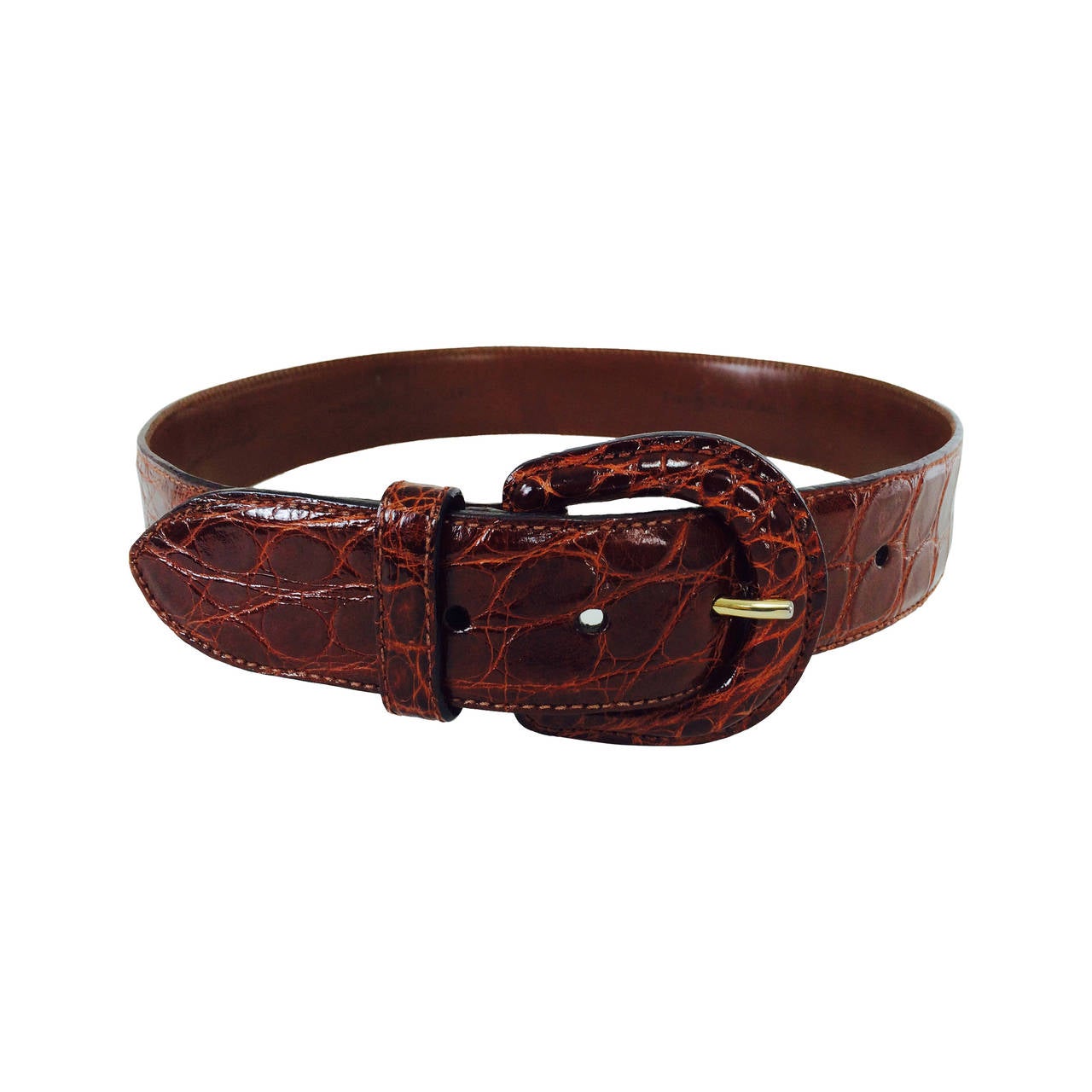 Polo Ralph Lauren wide cognac alligator belt 28