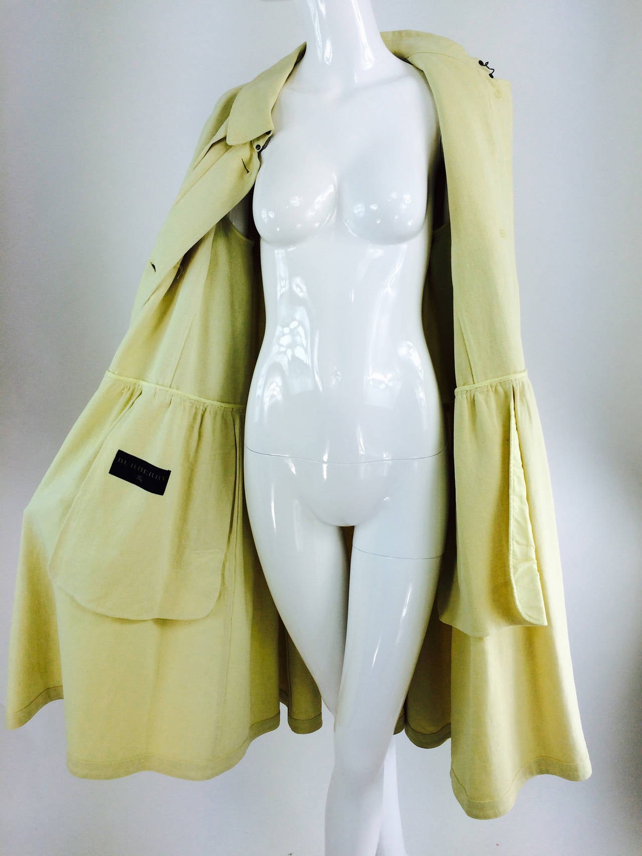 Burberry butter yellow hemp coat dress 2005 5