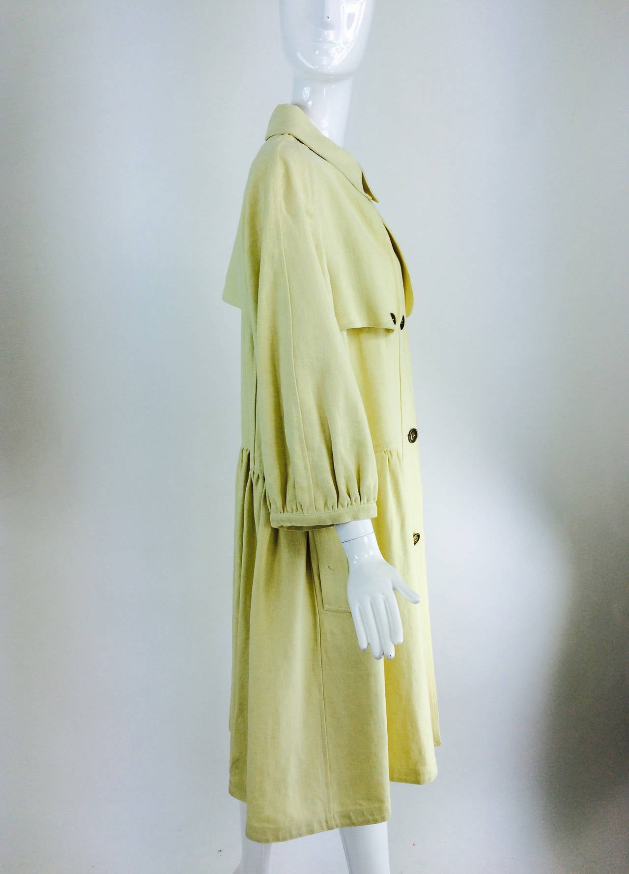 Women's Burberry butter yellow hemp coat dress 2005