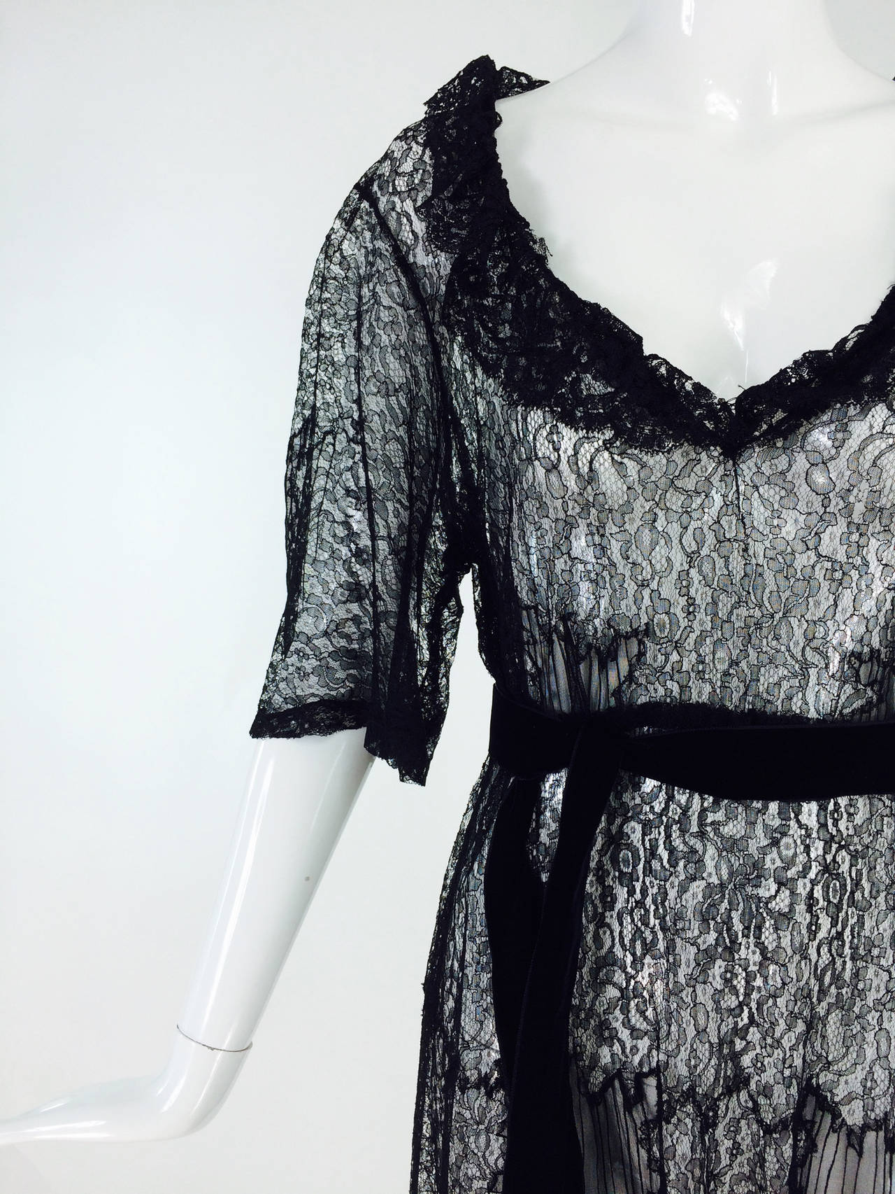 Black lace & chiffon dress from the 1940s 6