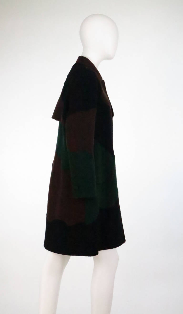 Black Laura Biagiotti pieced colour block double face wool coat