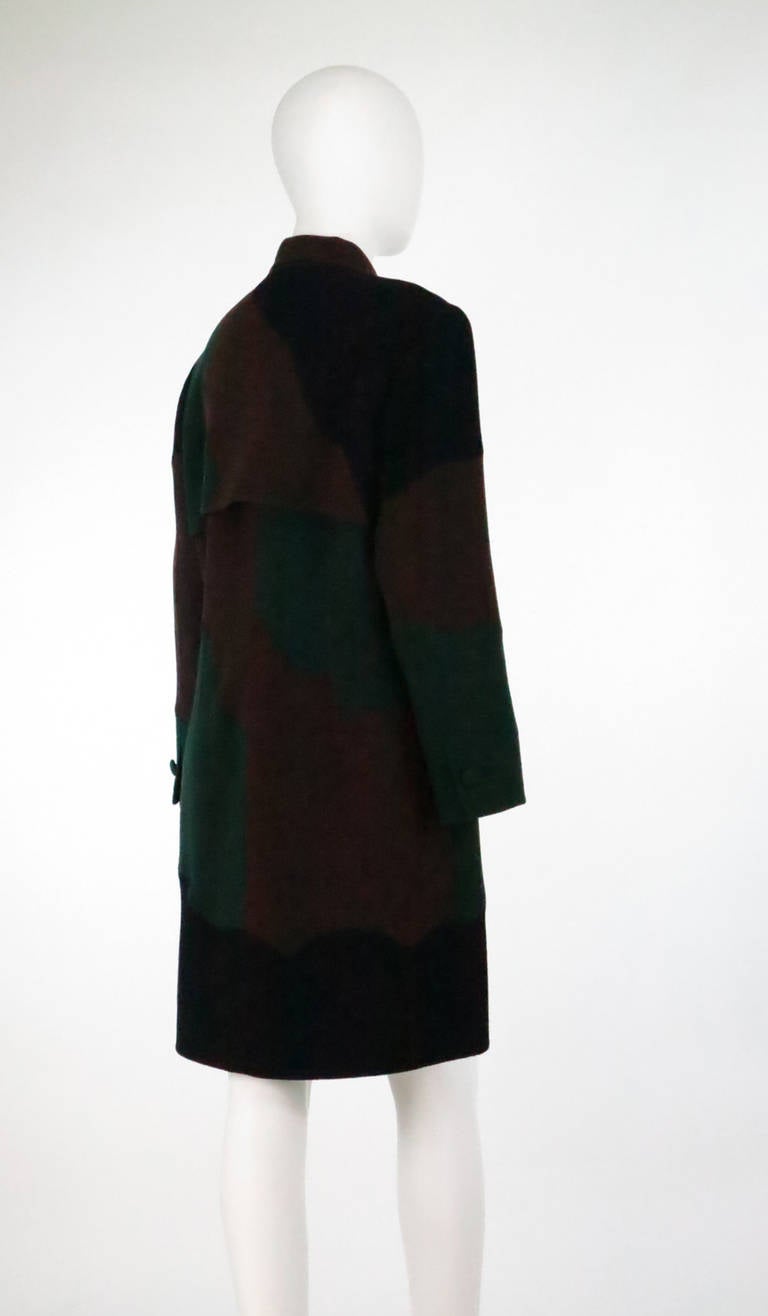 Laura Biagiotti pieced colour block double face wool coat In Excellent Condition In West Palm Beach, FL