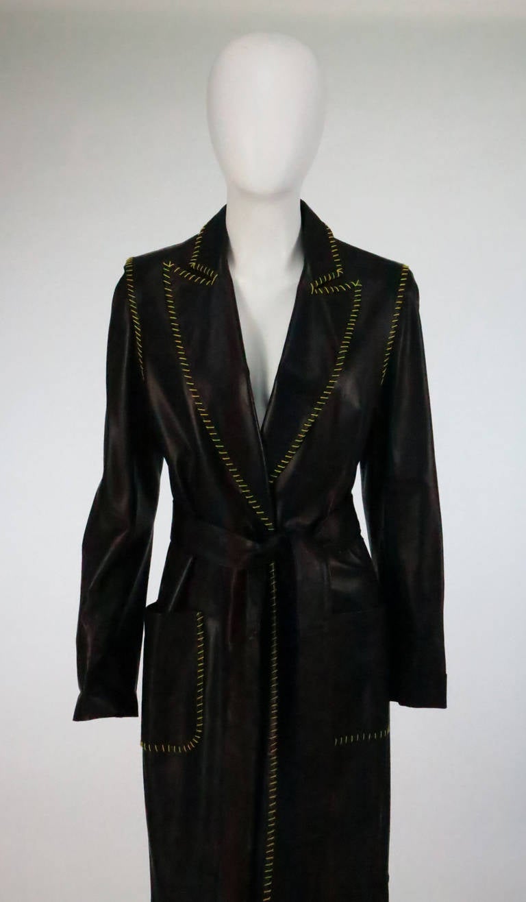 Givenchy Couture buttery soft lambskin leather maxi coat in black