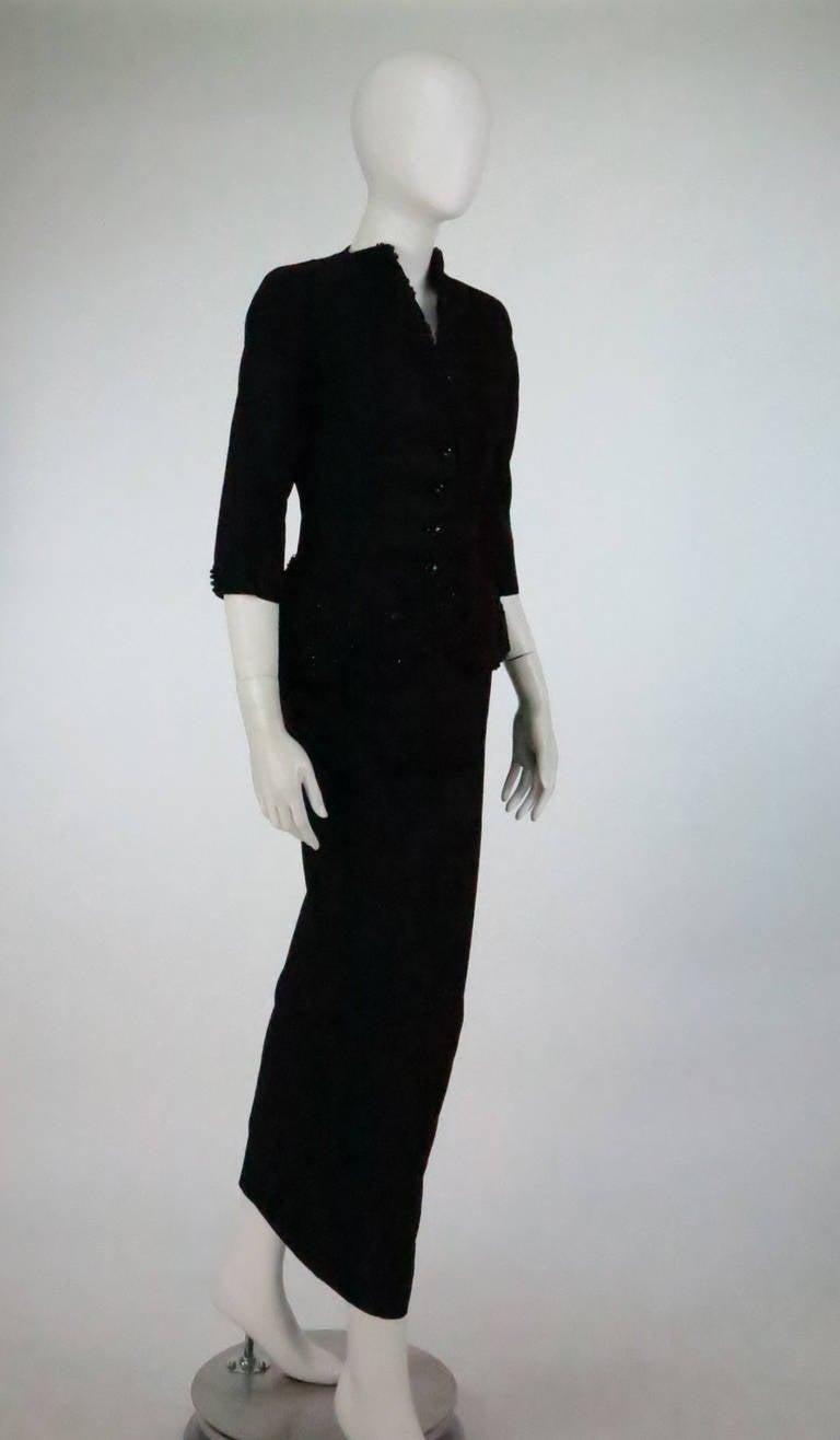 1950s Tur Zel Miami Beach 3pc black silk faille evening ensemble