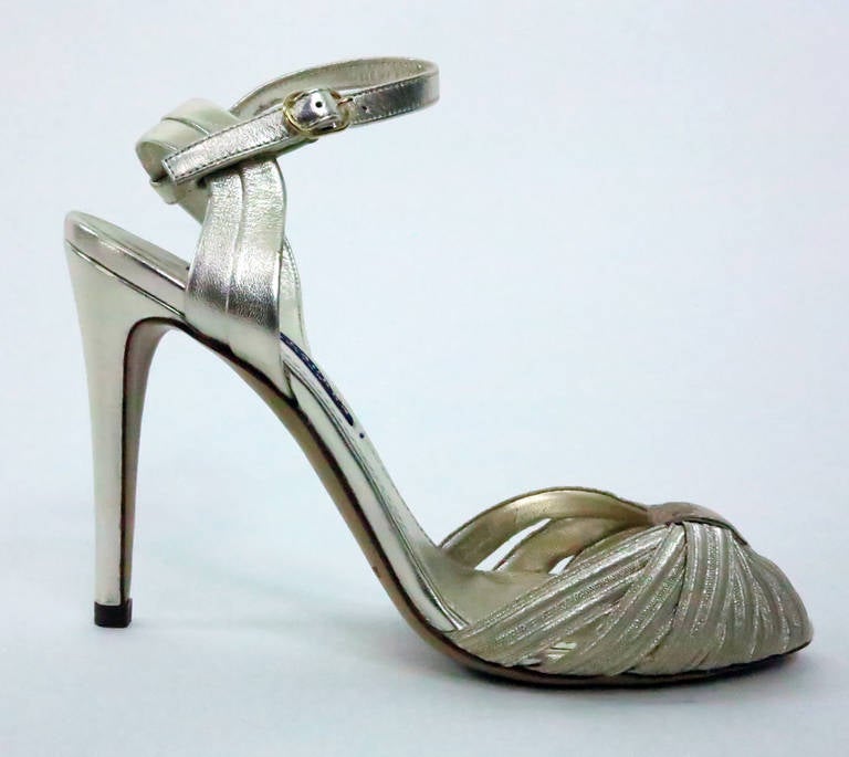 Silver Ralph Lauren Collection silver 30s inspired evening sandals unworn