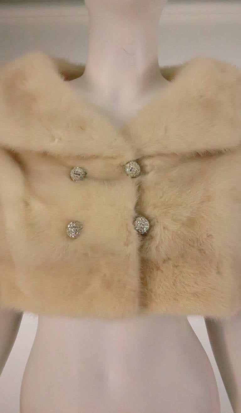 1950s creamy white mink cropped capelet 5