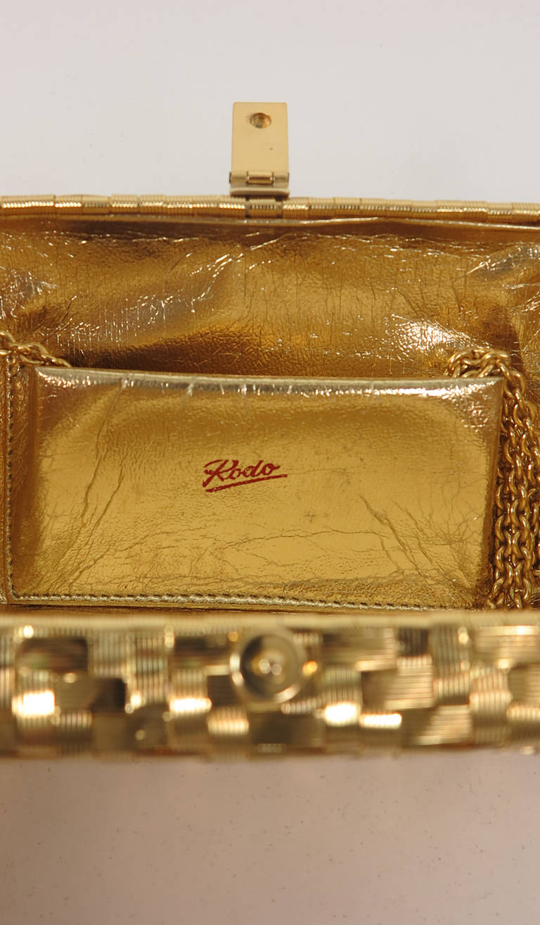 Women's 1970s Rodo Italy gold metal basket weave evening bag
