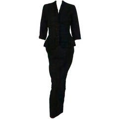 1950s Tur Zel Miami Beach 3pc black silk faille evening ensemble