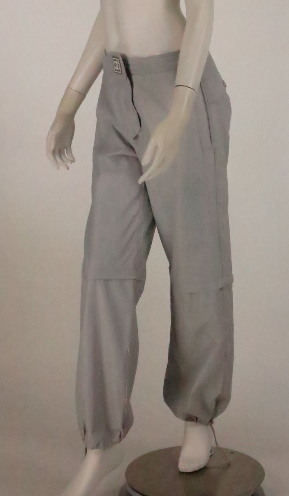 2001 Chanel identification gray zip hem sport pants/shorts 3