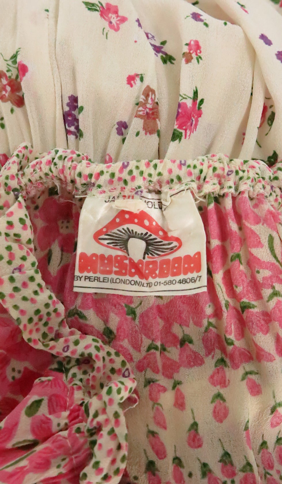 Rare 60s label Mushroom by Perlei London romantic floral pesant dress 4