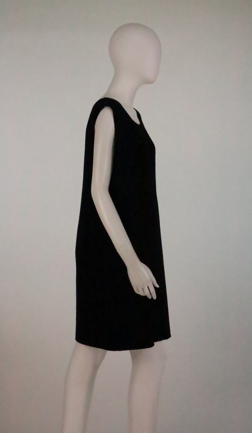 Women's Pierre Balmain numbered Couture navy silk cloque shift dress