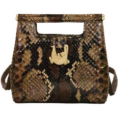 Vintage 1991 Barry Kieselstein Cord natural python handbag