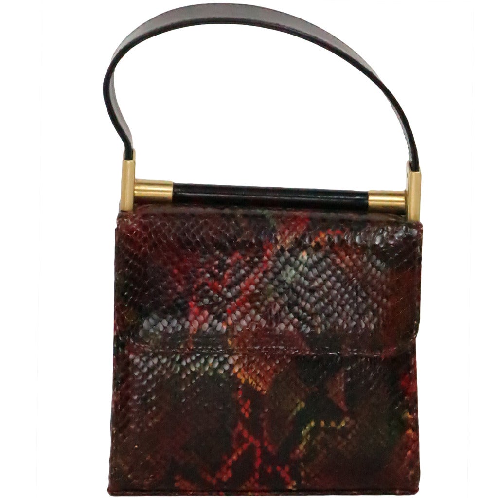 Charles Jourdan petite glazed rainbow snakeskin handbag at 1stDibs