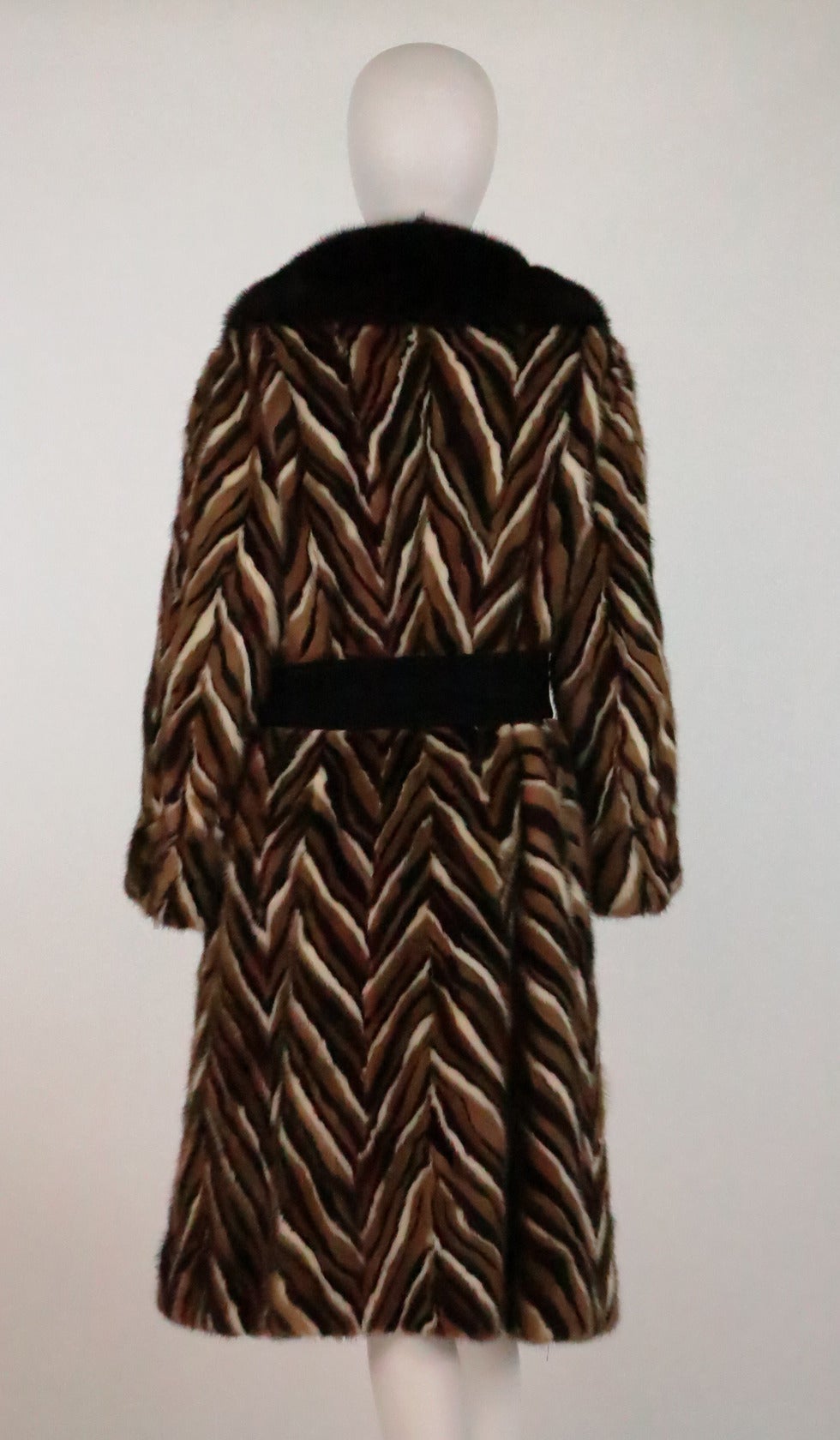 1970s Sensational chevron pieced triple colour mink fur coat For Sale ...