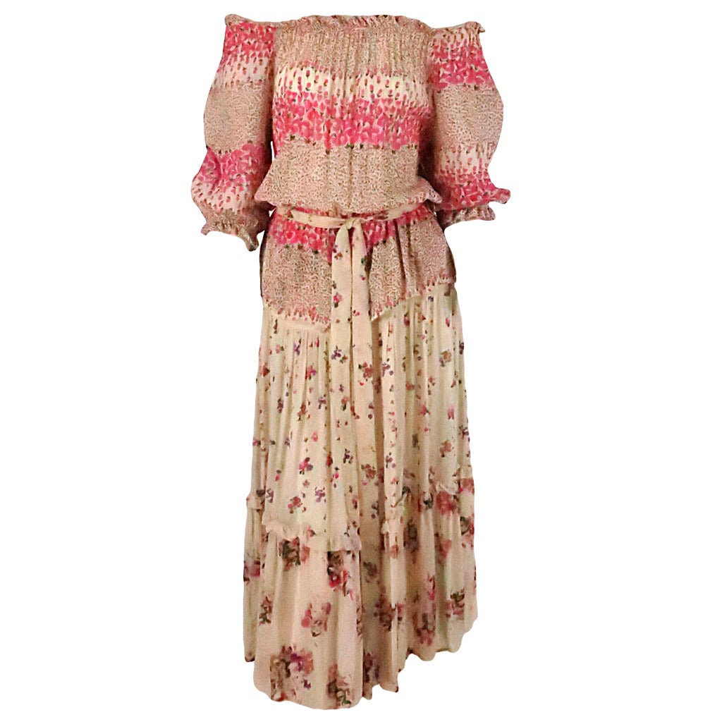 Rare 60s label Mushroom by Perlei London romantic floral pesant dress