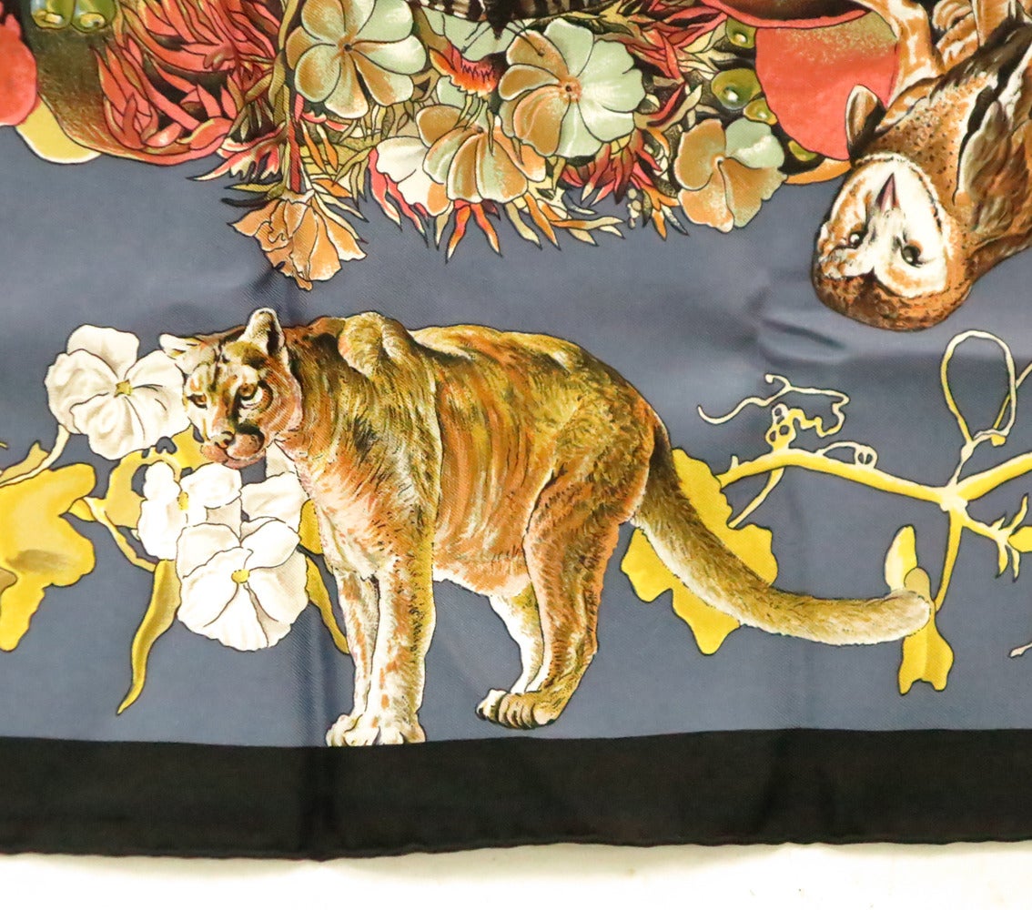 Legendary Hermes scarf Faune Et Flore Du Texas by Kermit Oliver 1990s 1