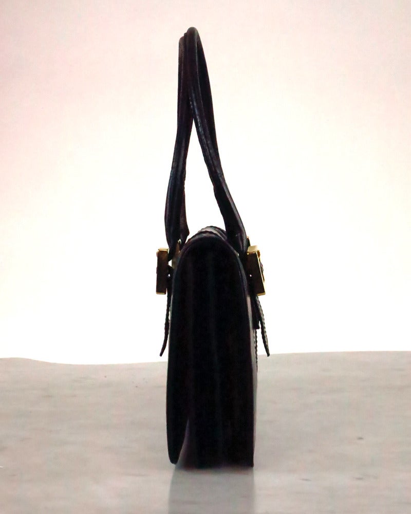 Ungaro black leather baguette handbag For Sale at 1stdibs  