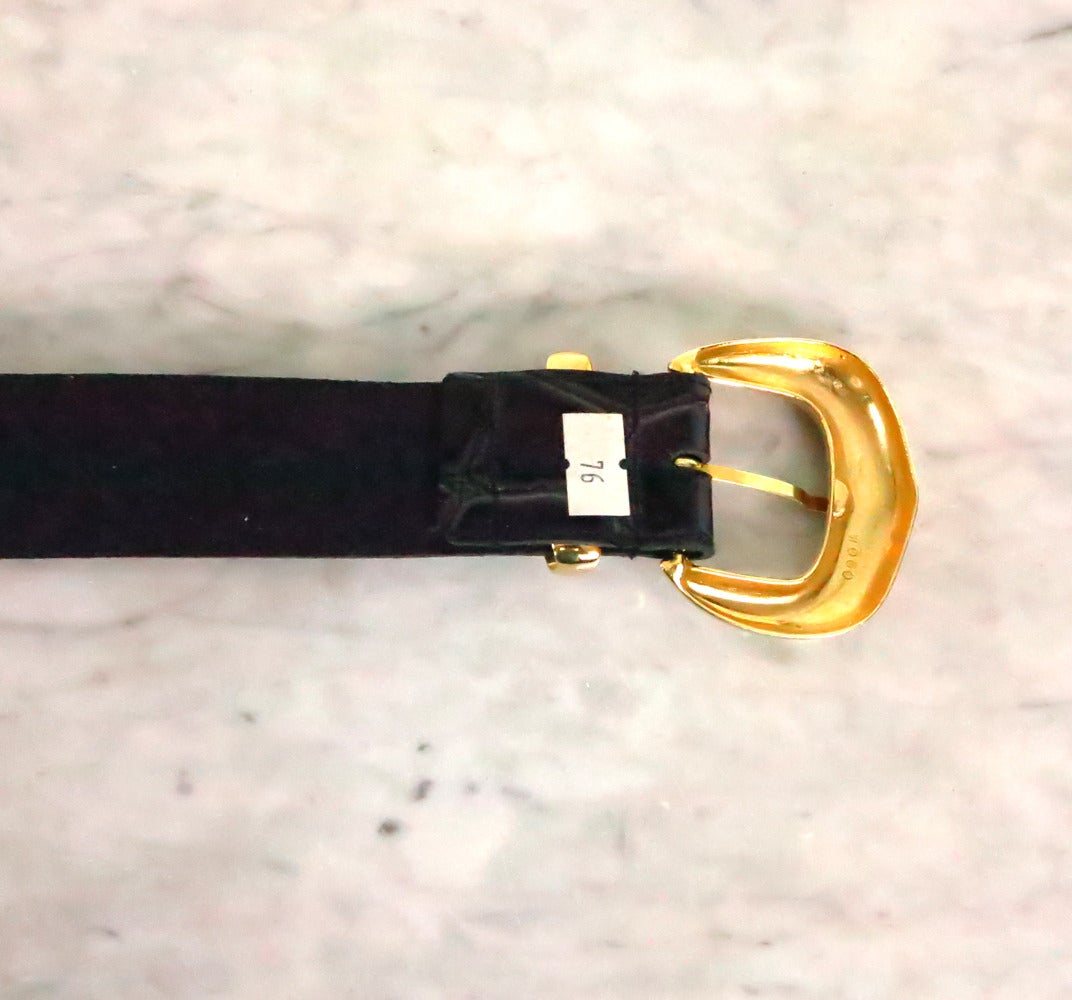 Black 1980s “GSTAAD PREFERS BLONDS” leather belt