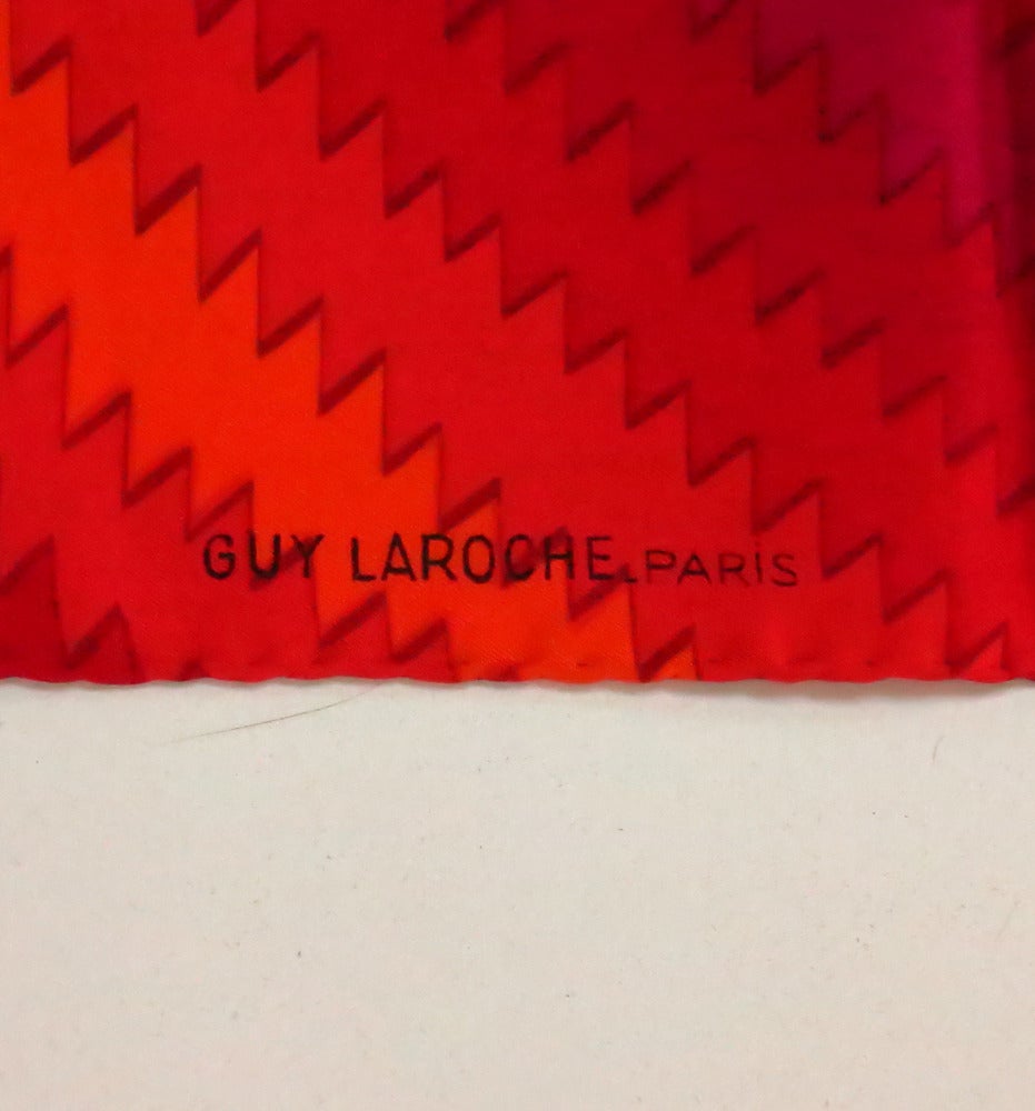 Dazzling Guy Laroche 1970s modernist silk twill scarf 30" X 30"