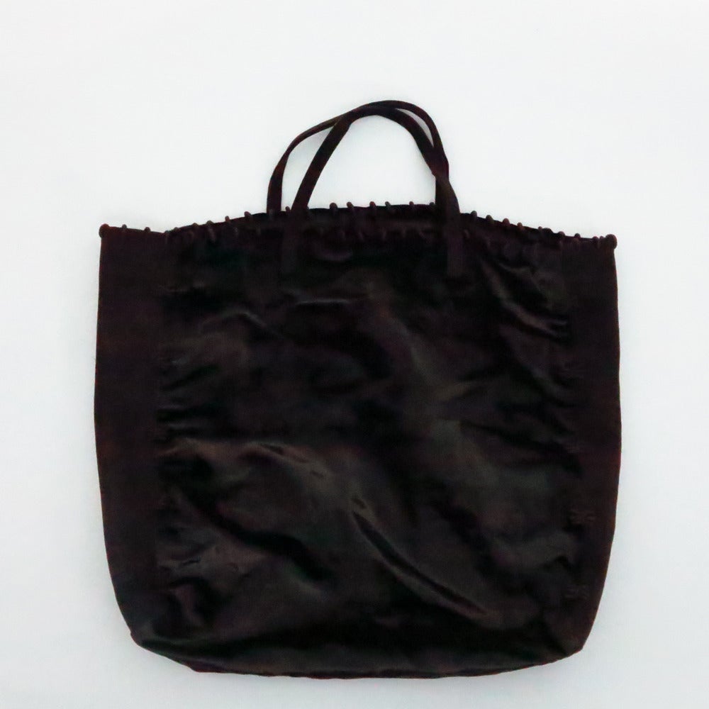 Prada silky chocolate brown panne velvet & suede hand bag…An alternative to the classic evening clutch…Soft shape bag is velvet at front and back with side panels of brown suede decoratively trimmed with embroidery…The bag top is trimmed with cord