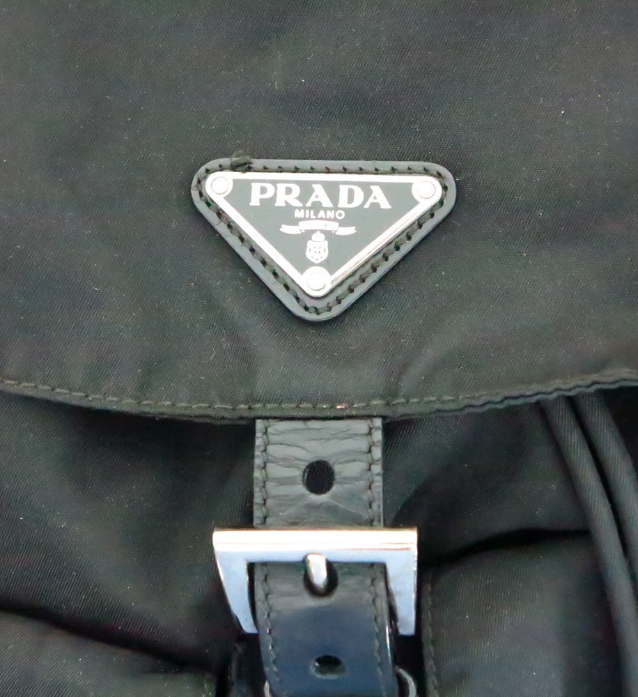 Iconic Prada black nylon & leather back pack In Excellent Condition In West Palm Beach, FL