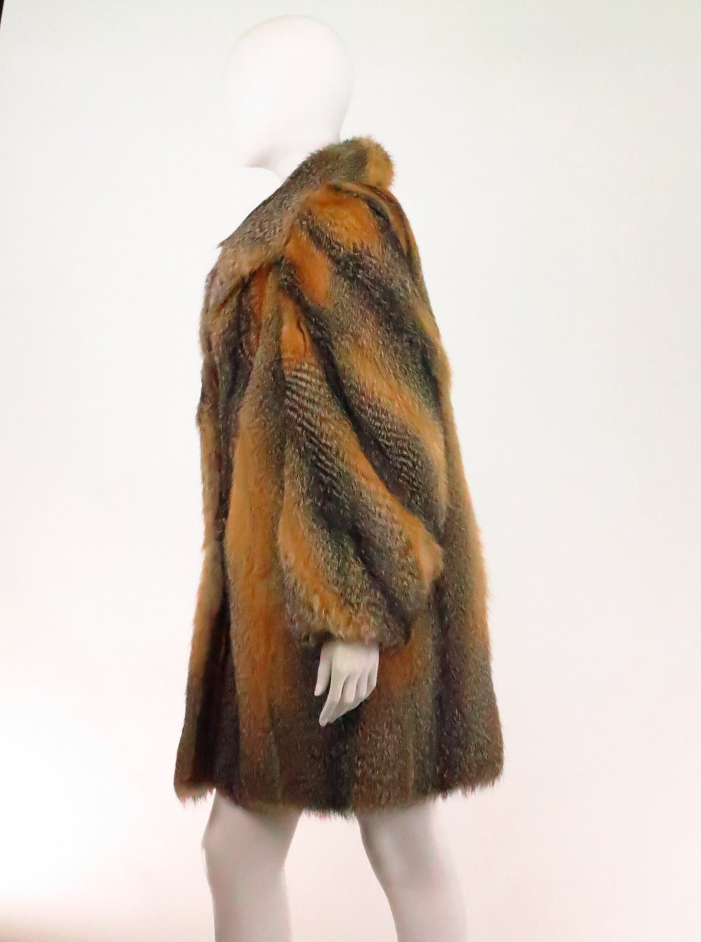 1990s Fox fur mini coat in silver & red 1