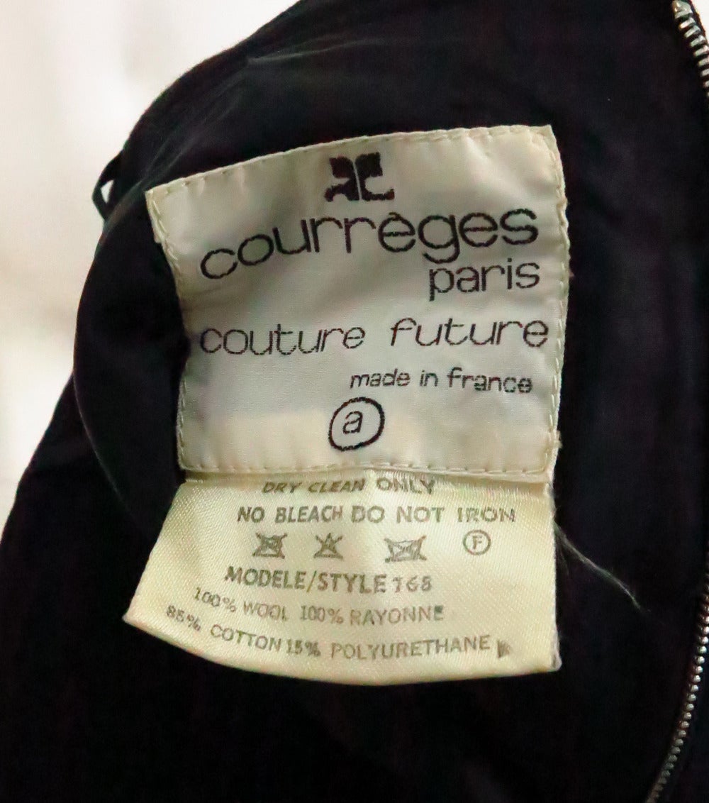 1970s Correges Couture Future black wool & vinyl maxi skirt 5