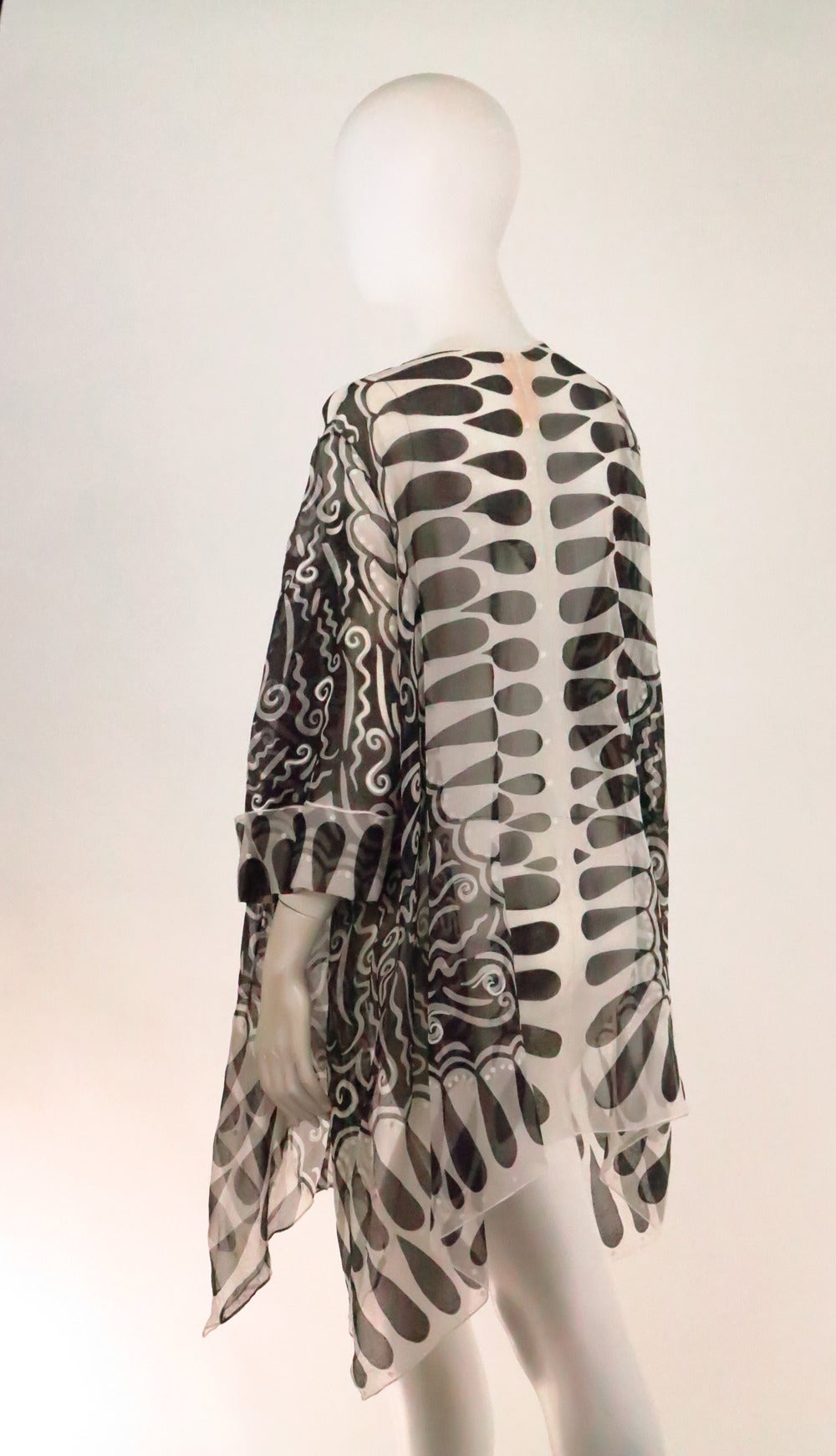 Zandra Rodea Print Zandra Rhodes black and white silk print jacket at 1stDibs