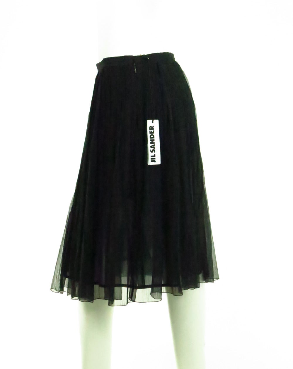 Jil Sander black silk chiffon open pleated skirt In New Condition In West Palm Beach, FL