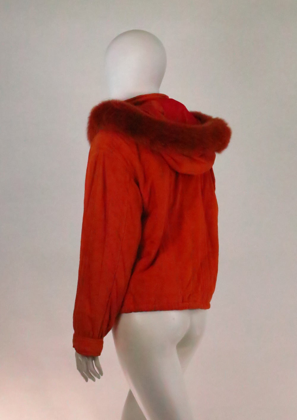 Women's Oggi Italy Persimmon suede & fox fur parka 1970s