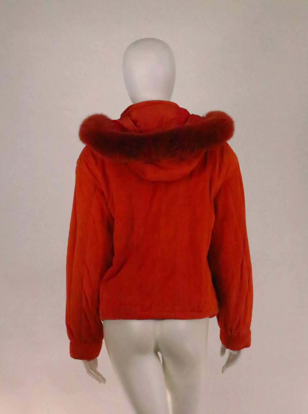 Oggi Italy Persimmon suede & fox fur parka 1970s 1