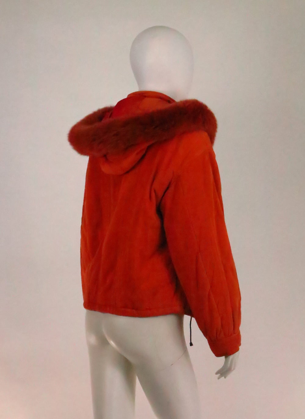 Oggi Italy Persimmon suede & fox fur parka 1970s 2