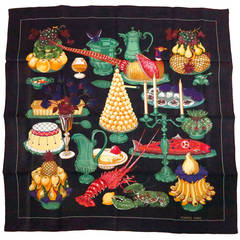 Hermes "Gastronomie, " silk twill scarf Christiane Vauzelles 35” X 35”