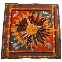 Hermes Cuillers D’Afrique silk scarf Latham 35” X 35”