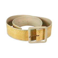 1980s Yves St Laurent wide cream snake skin & leather belt 6