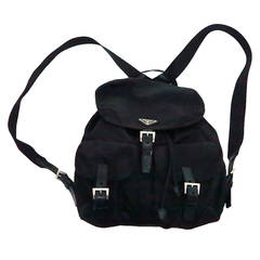 Iconic Prada black nylon & leather back pack