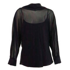 St John black silk chiffon evening blouse NWT 10