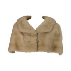 1950s creamy white mink cropped capelet
