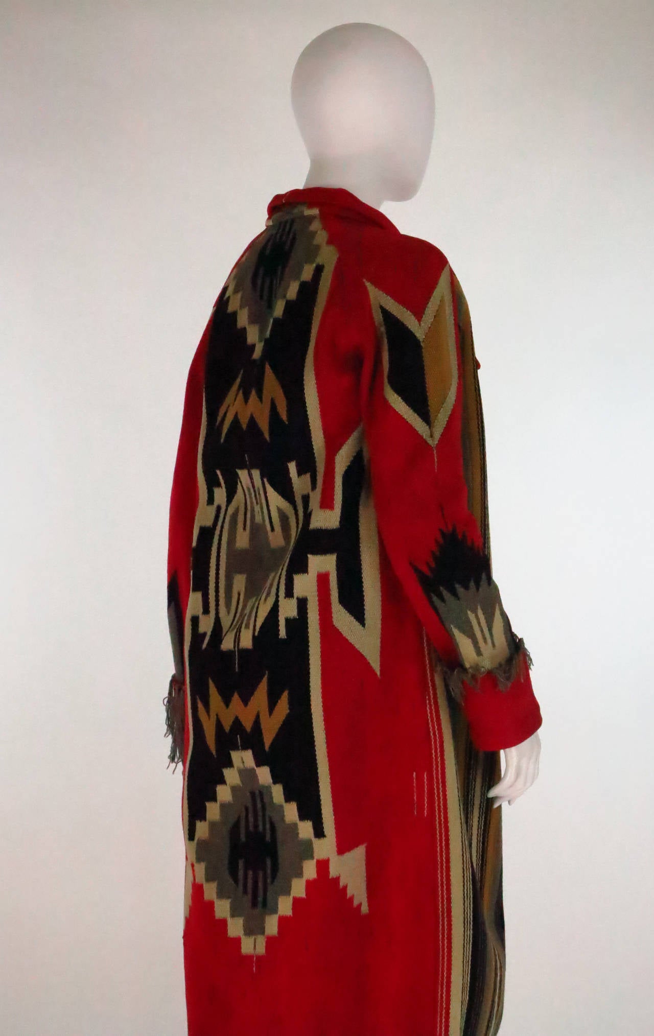 Women's 1930s Chimayo' hand woven fringe coat