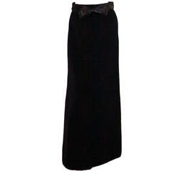 1970s Correges Couture Future black wool & vinyl maxi skirt 1