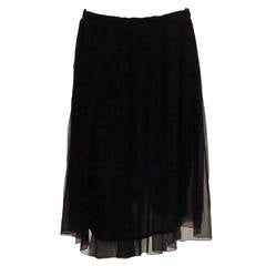 Jil Sander black silk chiffon open pleated skirt