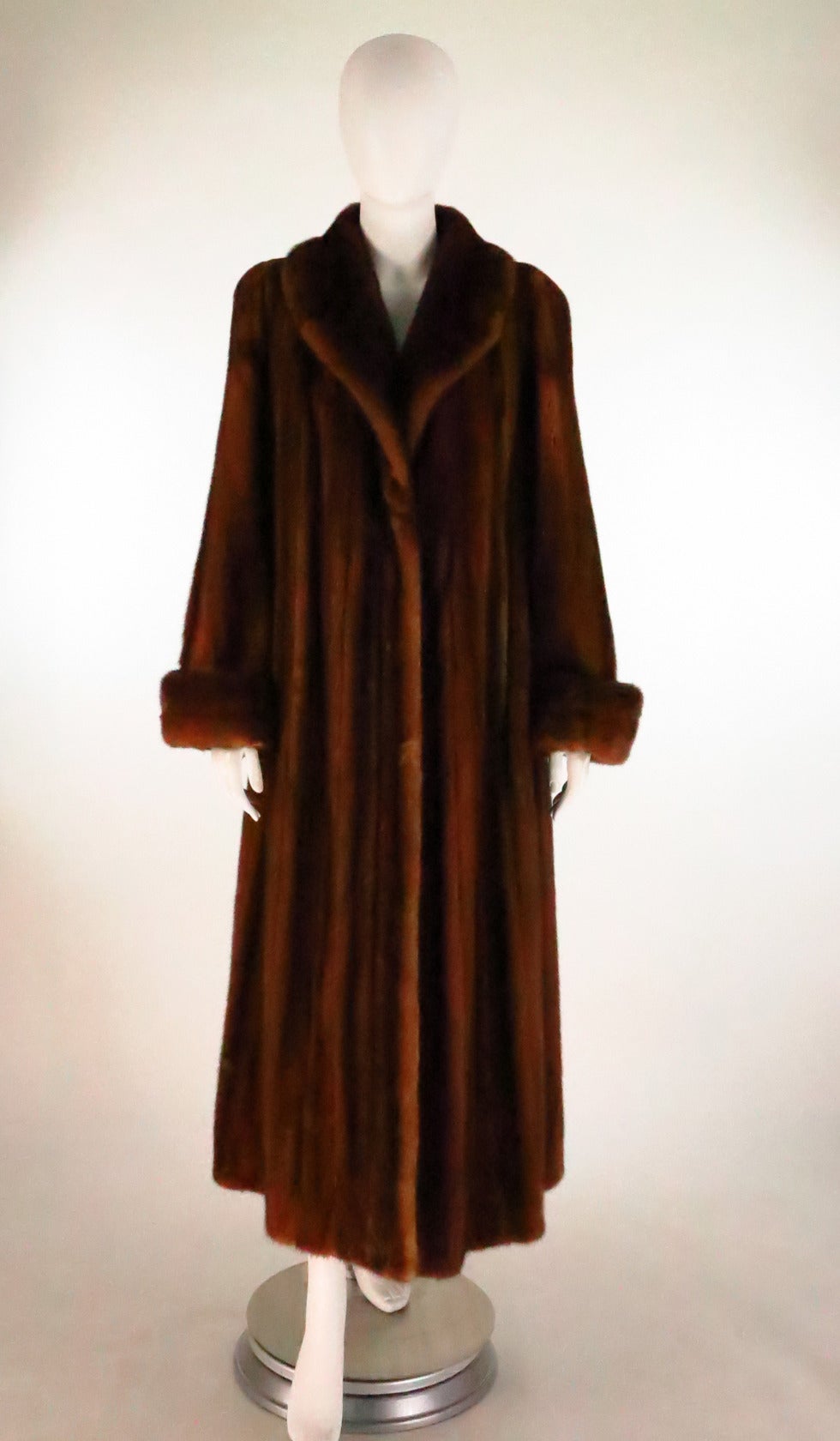Maximilian Full length chestnut mink fur coat 1990s 5