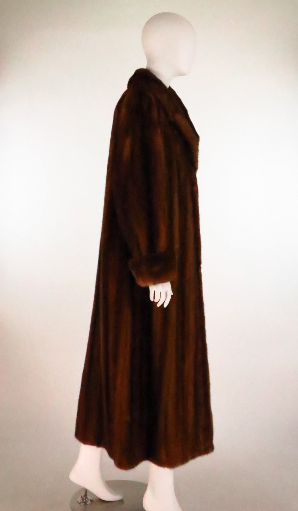 Maximilian Full length chestnut mink fur coat 1990s In Excellent Condition In West Palm Beach, FL
