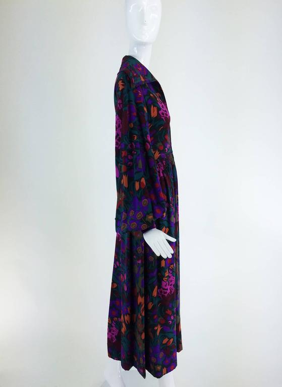 James Galanos for Ameila Gray silk crepe floral hostess maxi dress ...