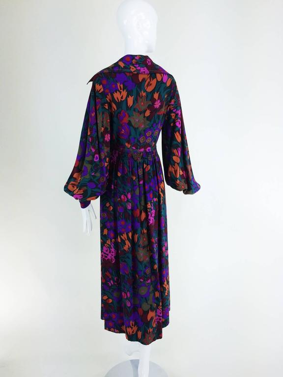 James Galanos for Ameila Gray silk crepe floral hostess maxi dress ...
