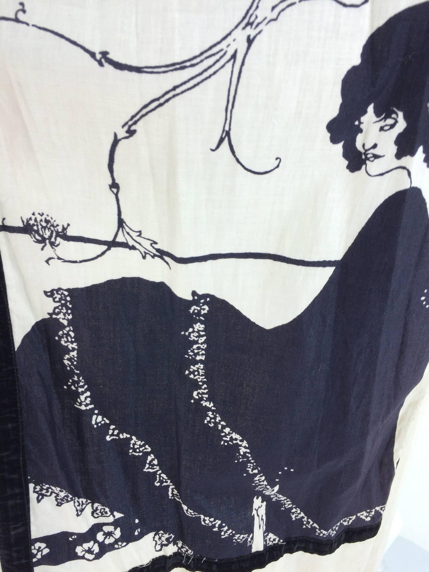 Women's Novelty print Aubrey Beardsley by Charm of Hollywood 1960s maxi dress
