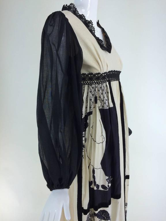 Novelty print Aubrey Beardsley by Charm of Hollywood 1960s maxi dress