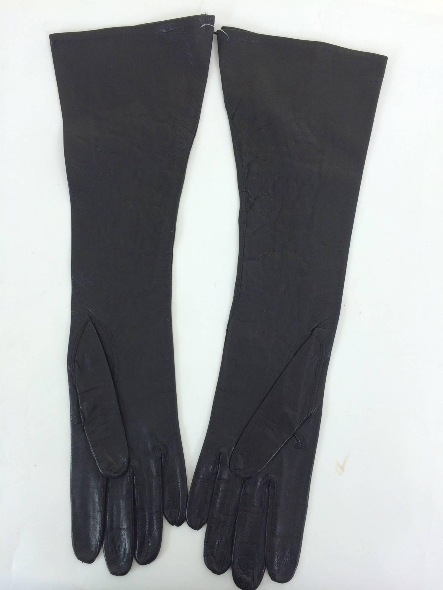 Black leather cut work gloves France 1960s 7 For Sale at 1stDibs leather working gloves in