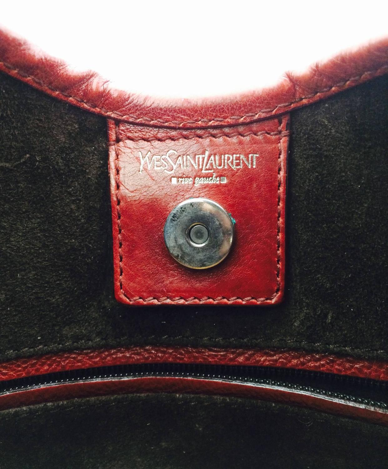 Yves St Laurent Rive Gauche Mombasa horn handle bag in wine ...  