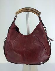 Yves St Laurent Rive Gauche Mombasa horn handle bag in wine leather YSL